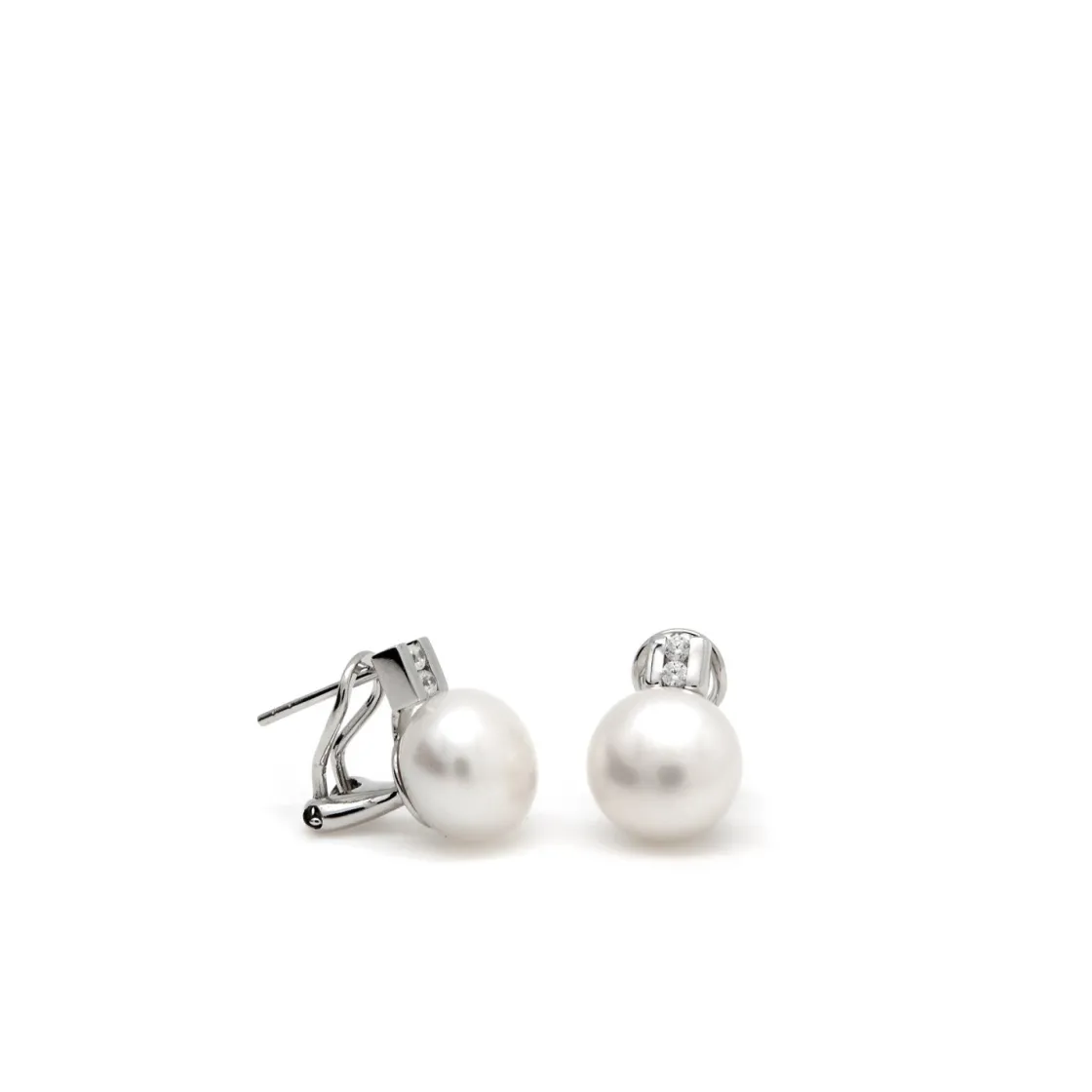 Pendientes Perlas | Pendientes Pequeños | LINEARGENT Pendientes tu y yo con perla y motivo de circonita