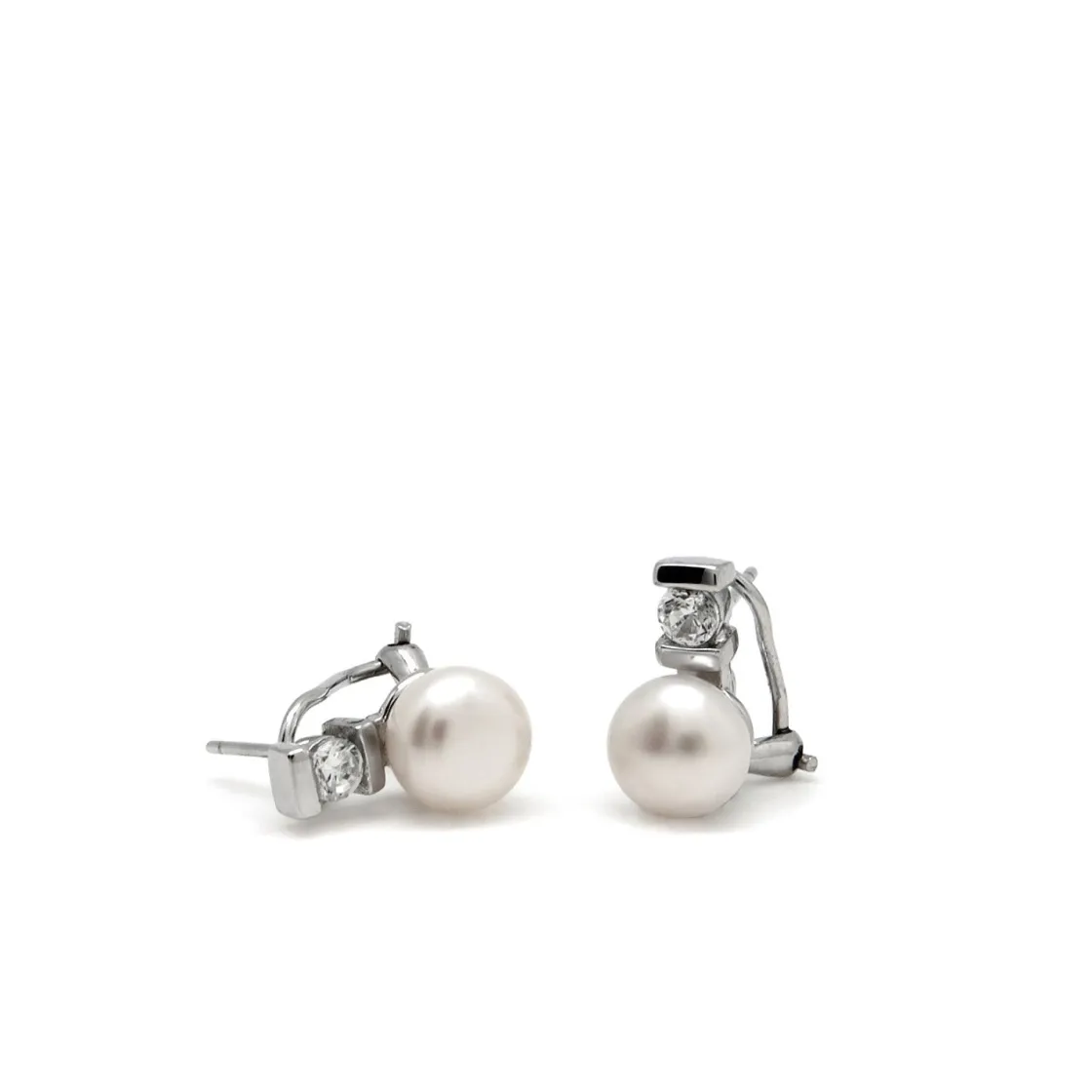Pendientes Perlas | LINEARGENT Pendientes tu y yo diseño perla y cuarzo adamantino