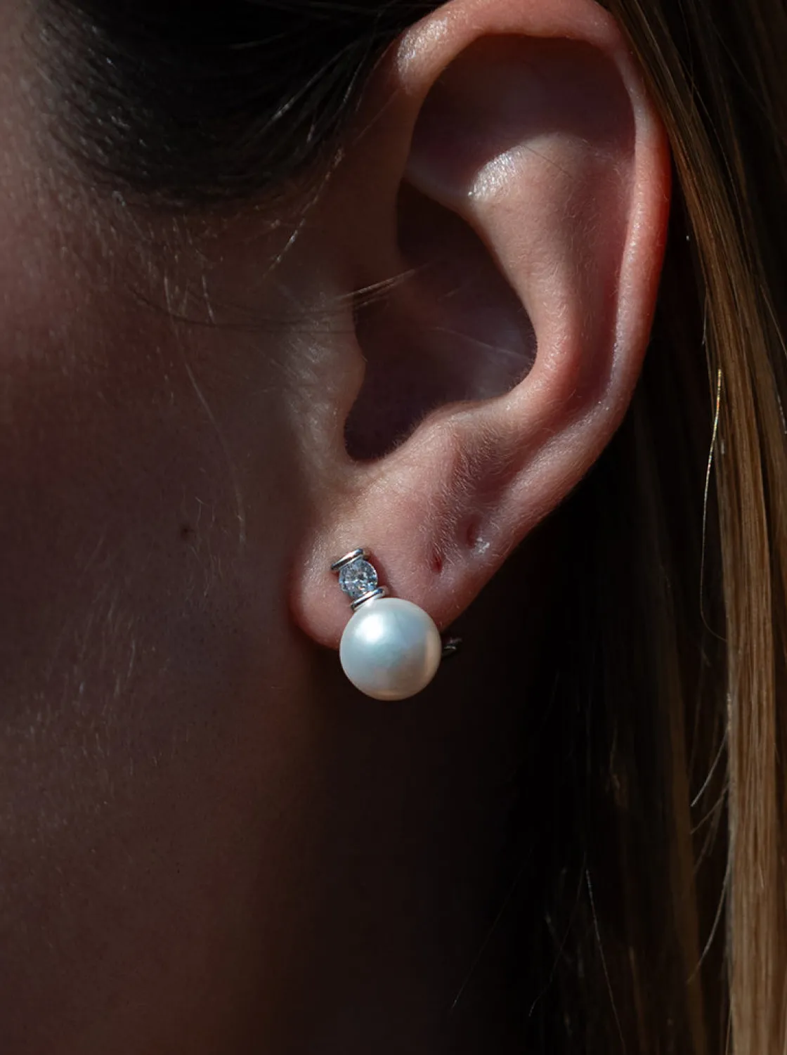 Pendientes Perlas | LINEARGENT Pendientes tu y yo diseño perla y cuarzo adamantino