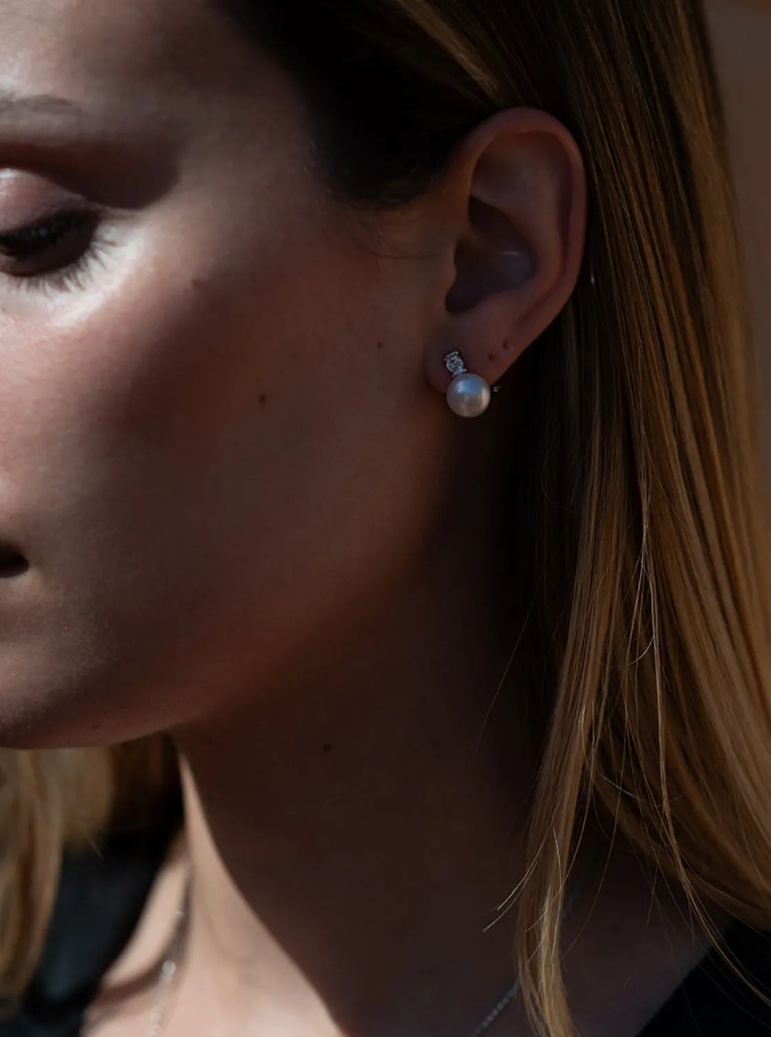 Pendientes Perlas | LINEARGENT Pendientes tu y yo diseño perla y cuarzo adamantino