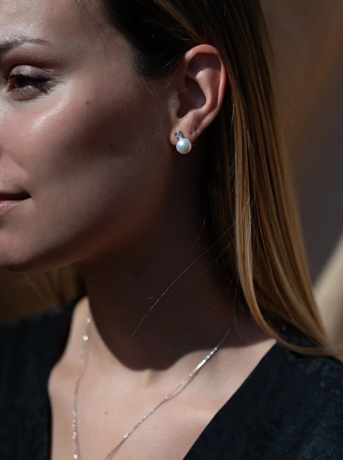 Pendientes Perlas | LINEARGENT Pendientes tu y yo diseño perla y cuarzo adamantino