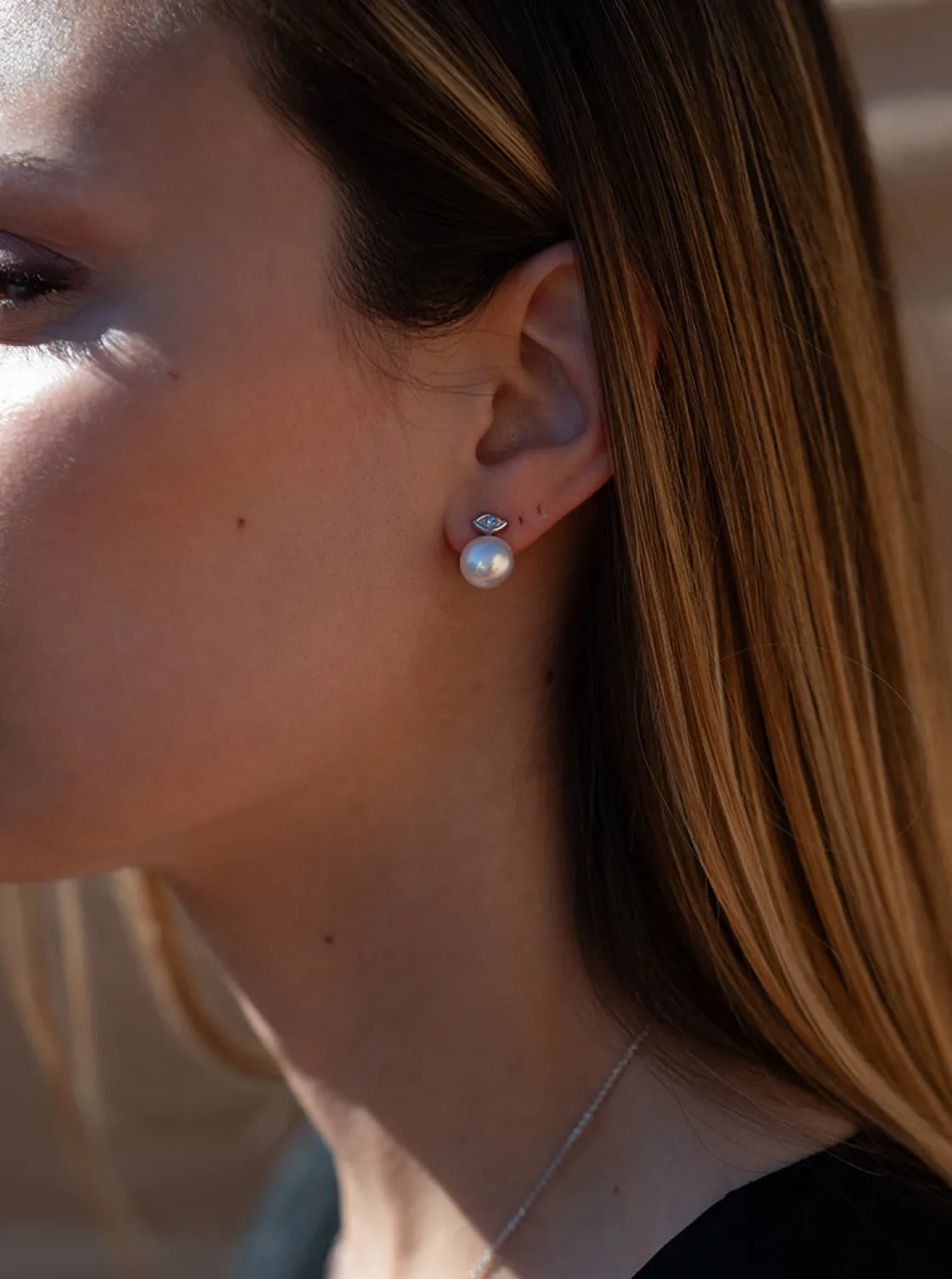 Pendientes Perlas | Pendientes Pequeños | LINEARGENT Pendientes tu y yo plata con perla y detalle ovalado
