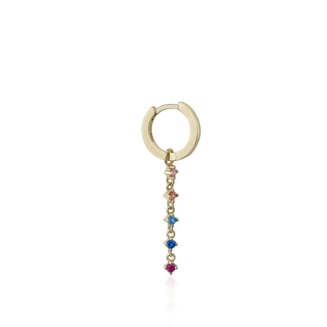 Segundo Pendiente | LINEARGENT Piercing con colgante estilo aro con gemas multicolor