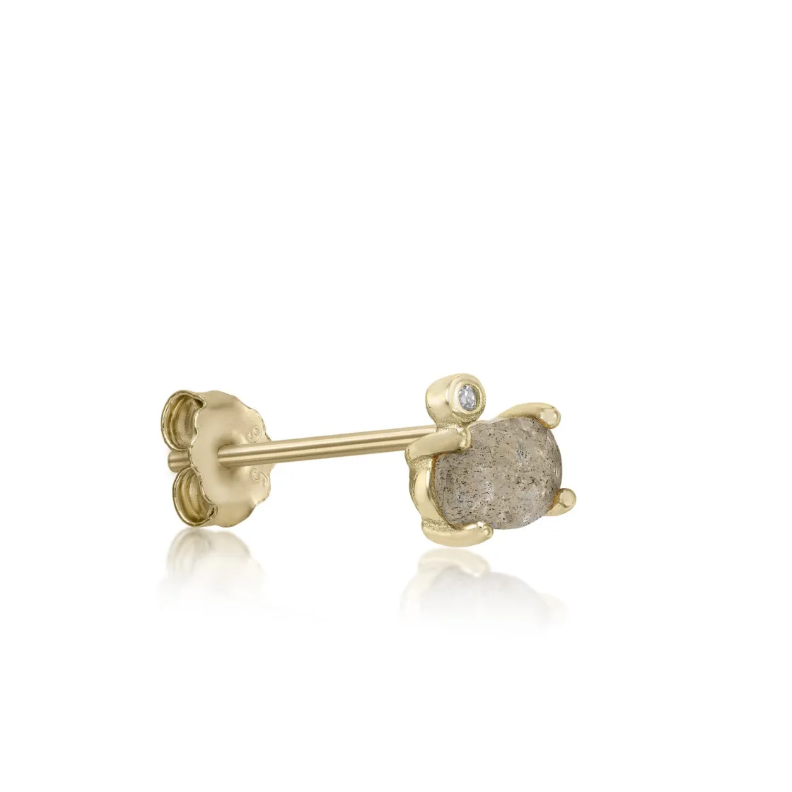 Segundo Pendiente | LINEARGENT Piercing de piedra natural con labradorita y circonita