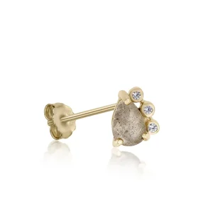 Segundo Pendiente | LINEARGENT Piercing de piedra natural diseño labradorita y circonitas
