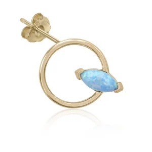 Segundo Pendiente | LINEARGENT Piercing de plata baño dorado diseño círculo con detalle ópalo