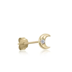 Segundo Pendiente | LINEARGENT Piercing de plata baño dorado diseño mini luna