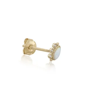 Segundo Pendiente | LINEARGENT Piercing de plata baño dorado diseño ópalo ovalado y circonitas
