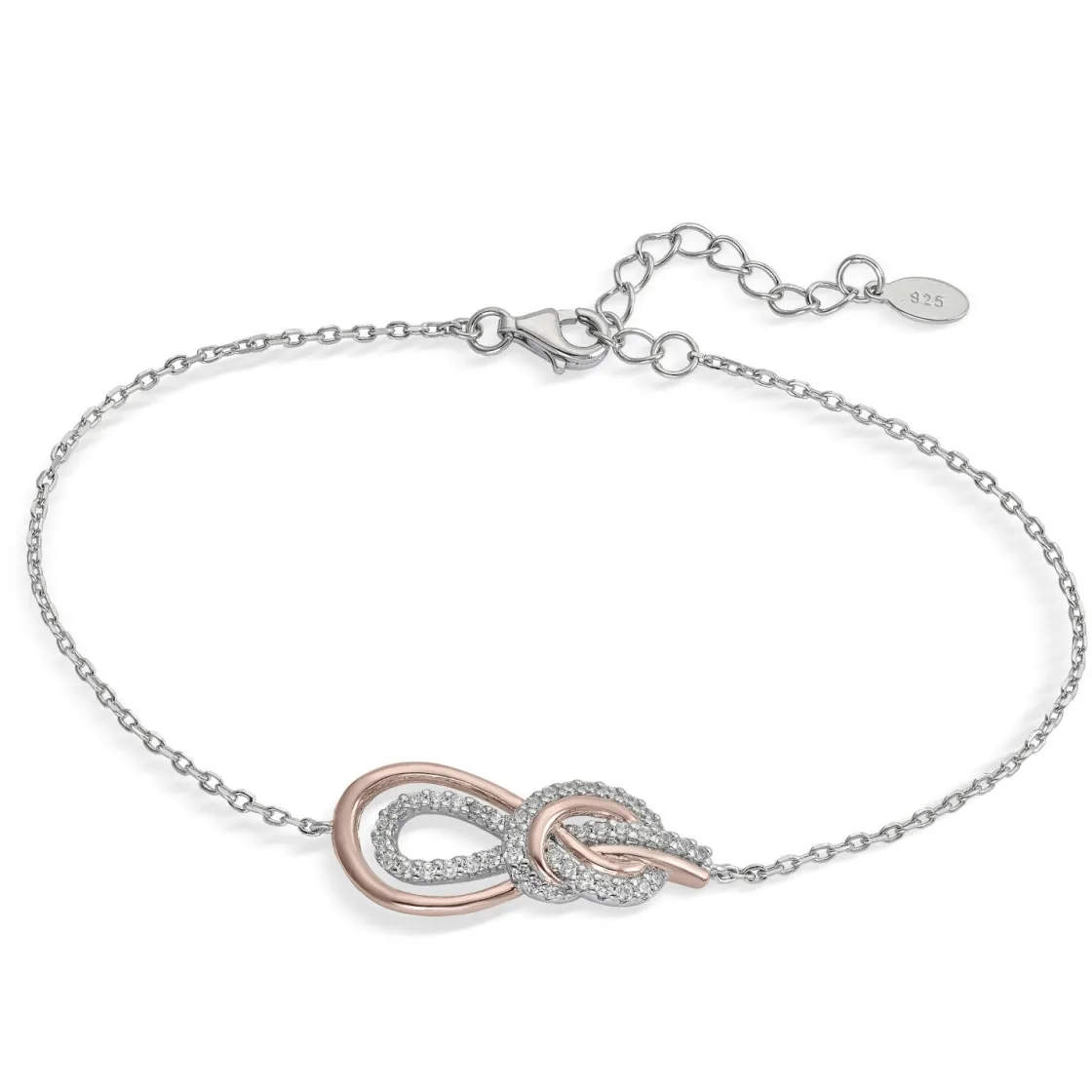 Pulseras Brillantes | LINEARGENT Pulsera bicolor en rosa y circonitas blancas en diseño entrelazado