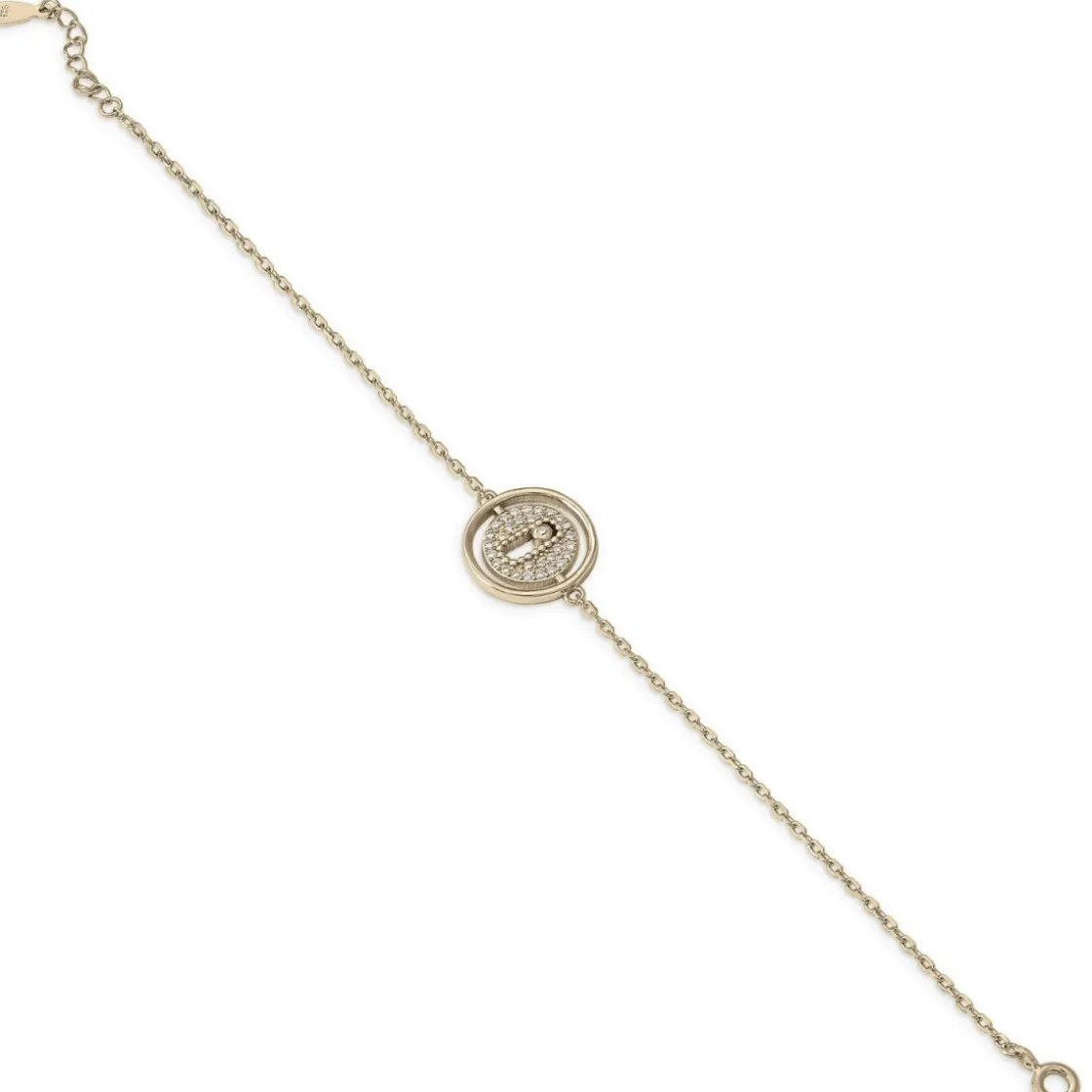 Pulseras Finas | LINEARGENT Pulsera brillante con diseño doble botón con circonita