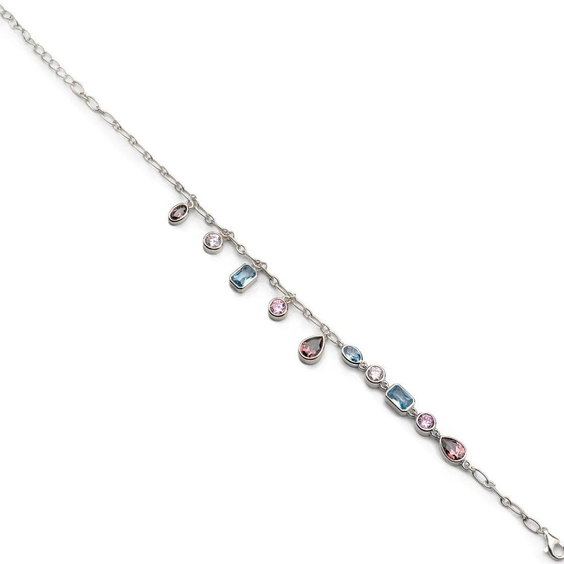 Pulseras Con Colgantes | Pulseras Con Piedras | LINEARGENT Pulsera con piedras colgantes en tonos románticos