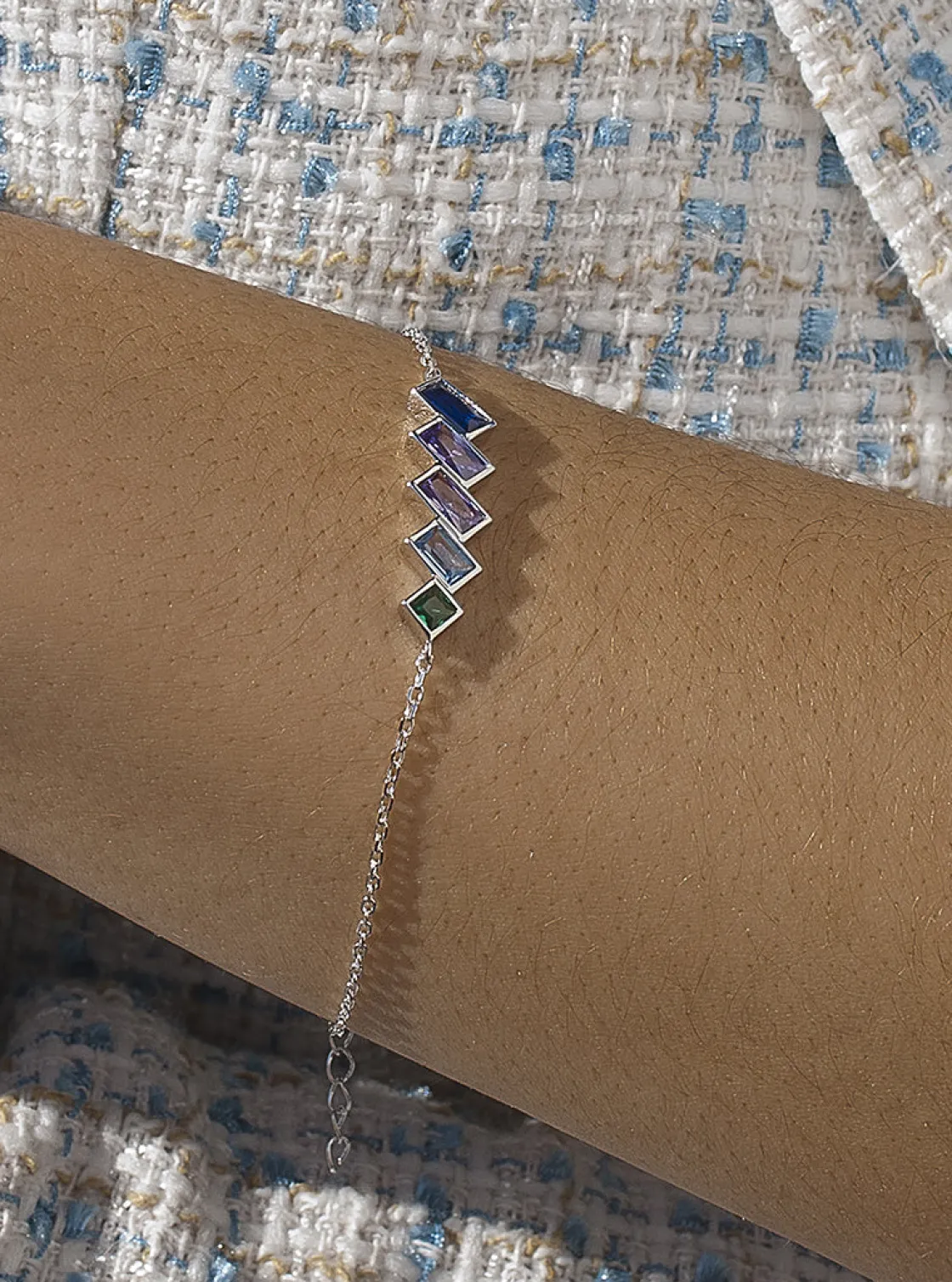 Pulseras Con Piedras | LINEARGENT Pulsera con piedras tono azul estilo geométrico