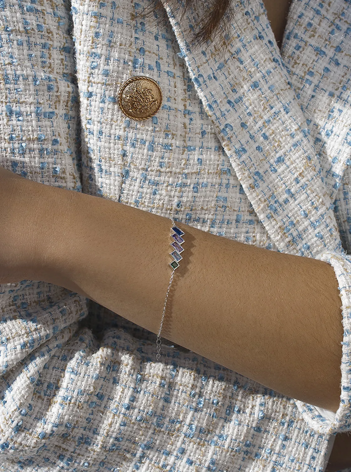 Pulseras Con Piedras | LINEARGENT Pulsera con piedras tono azul estilo geométrico