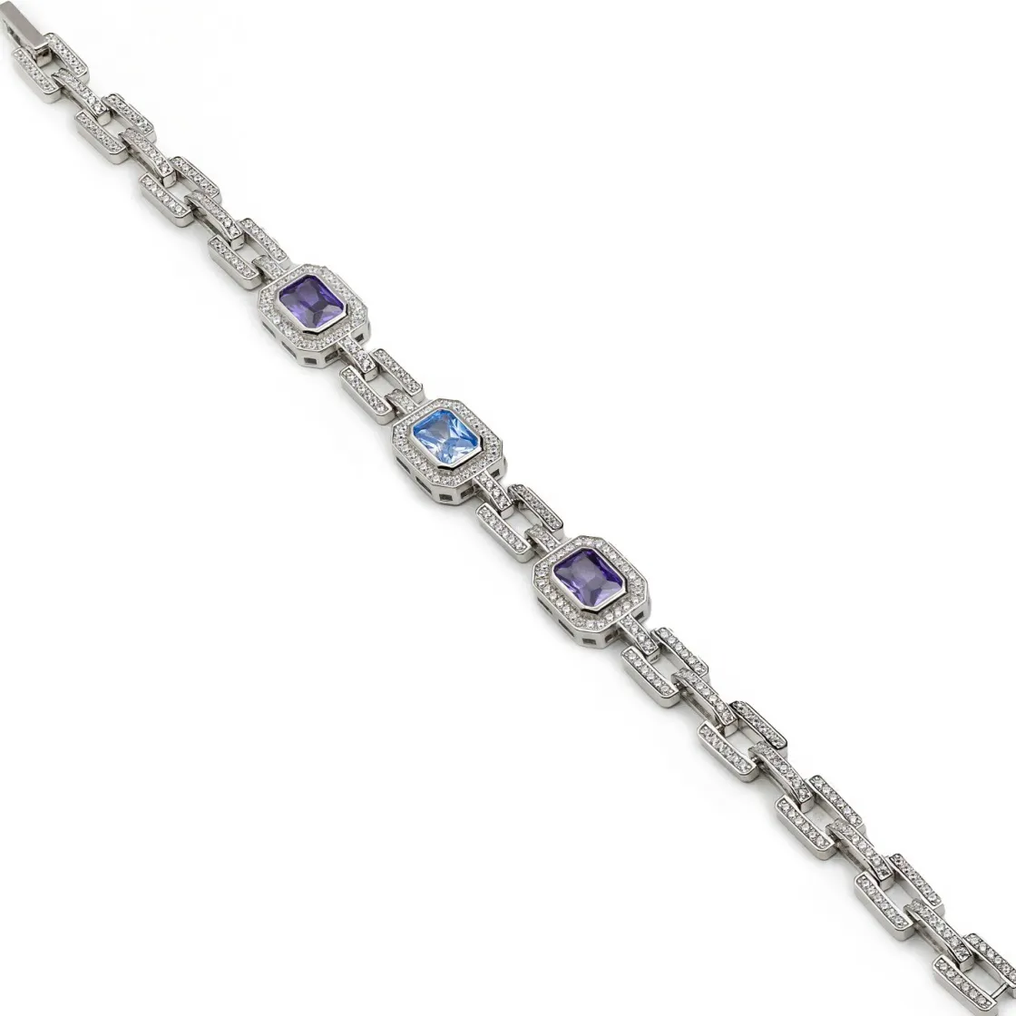 Pulseras Con Piedras | LINEARGENT Pulsera con piedras tono lavanda y azurita diseño eslabones
