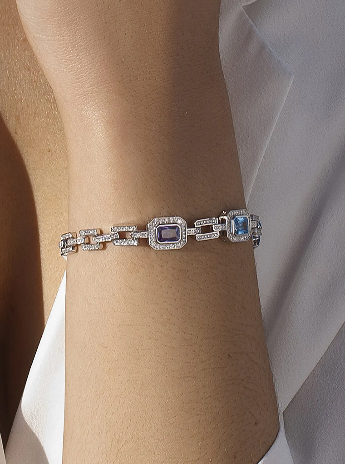 Pulseras Con Piedras | LINEARGENT Pulsera con piedras tono lavanda y azurita diseño eslabones