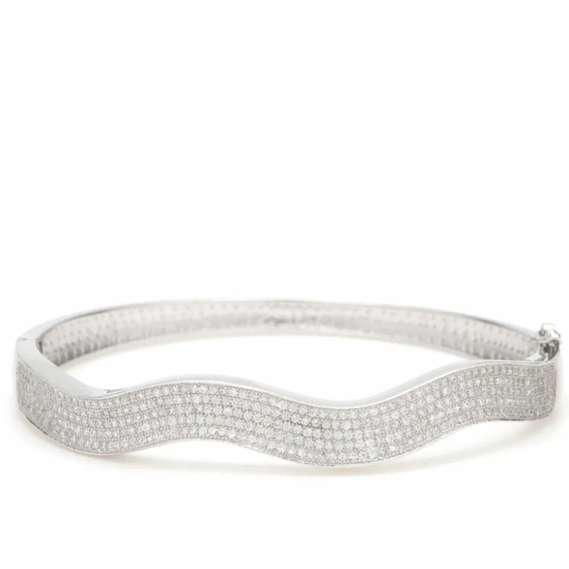 Pulseras Esclavas | LINEARGENT Pulsera esclava curvilínea con seis carriles de circonita