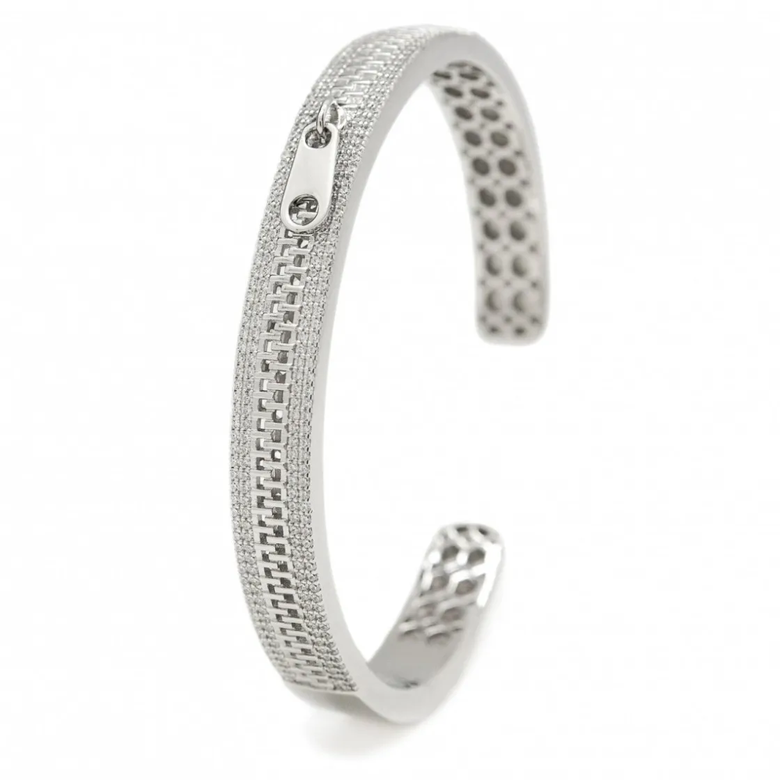 Pulseras Esclavas | LINEARGENT Pulsera esclava de plata diseño cremallera y circonita