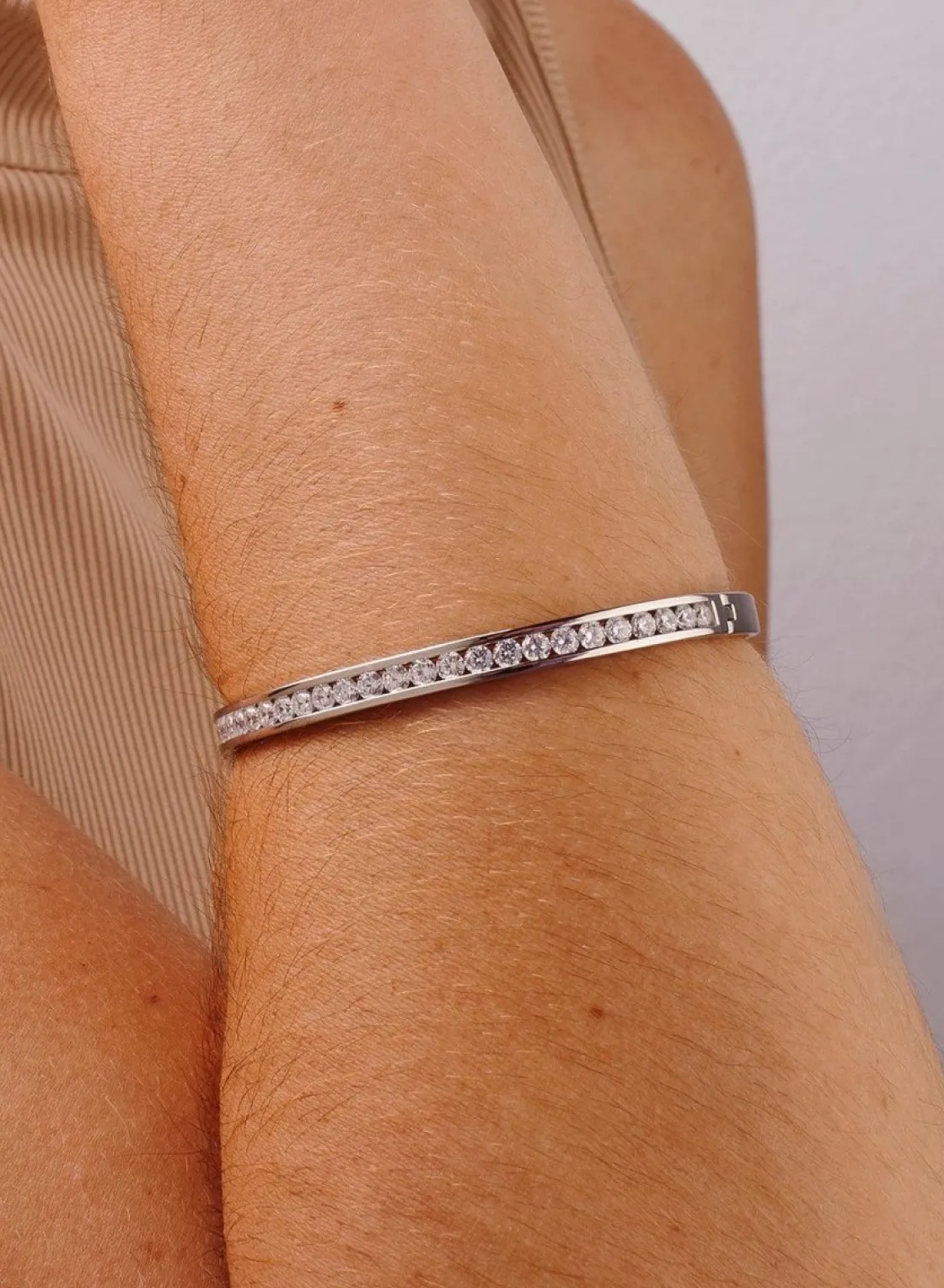 Pulseras Esclavas | LINEARGENT Pulsera esclava de plata diseño fino con circonitas