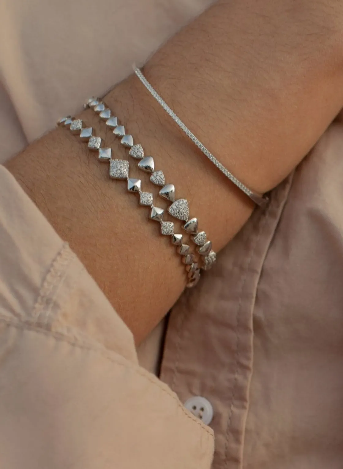 Pulseras Esclavas | LINEARGENT Pulsera esclava de plata diseño slim circonitas