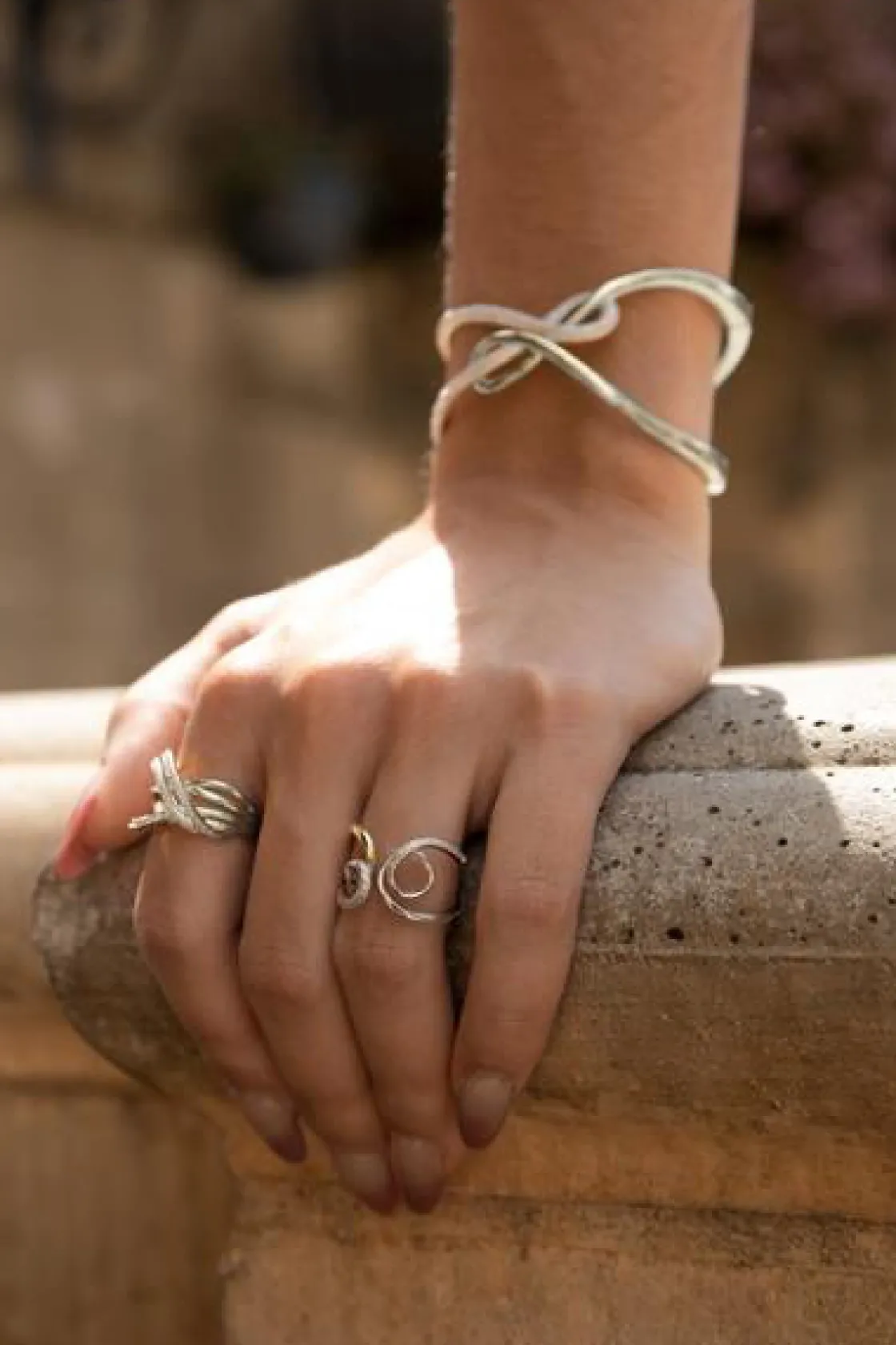 Pulseras Esclavas | LINEARGENT Pulsera esclava diseño doble nudo con circonitas