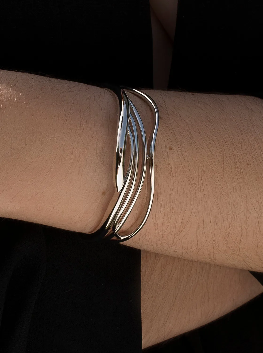 Pulseras Esclavas | LINEARGENT Pulsera esclava diseño irregular varios carriles en plata