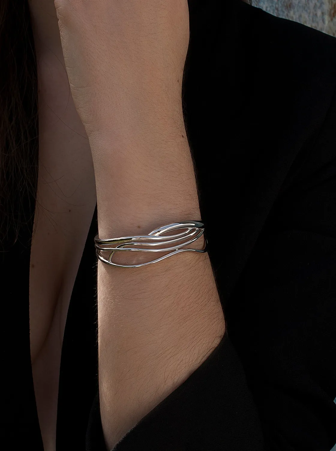 Pulseras Esclavas | LINEARGENT Pulsera esclava diseño irregular varios carriles en plata