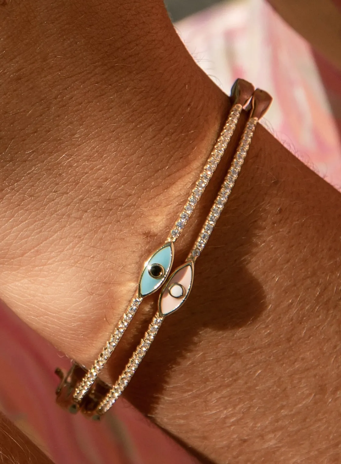 Pulseras Esclavas | LINEARGENT Pulsera esclava en plata diseño ojo azul