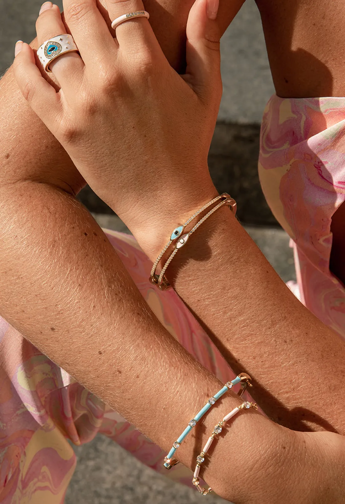 Pulseras Esclavas | LINEARGENT Pulsera esclava en plata diseño ojo azul
