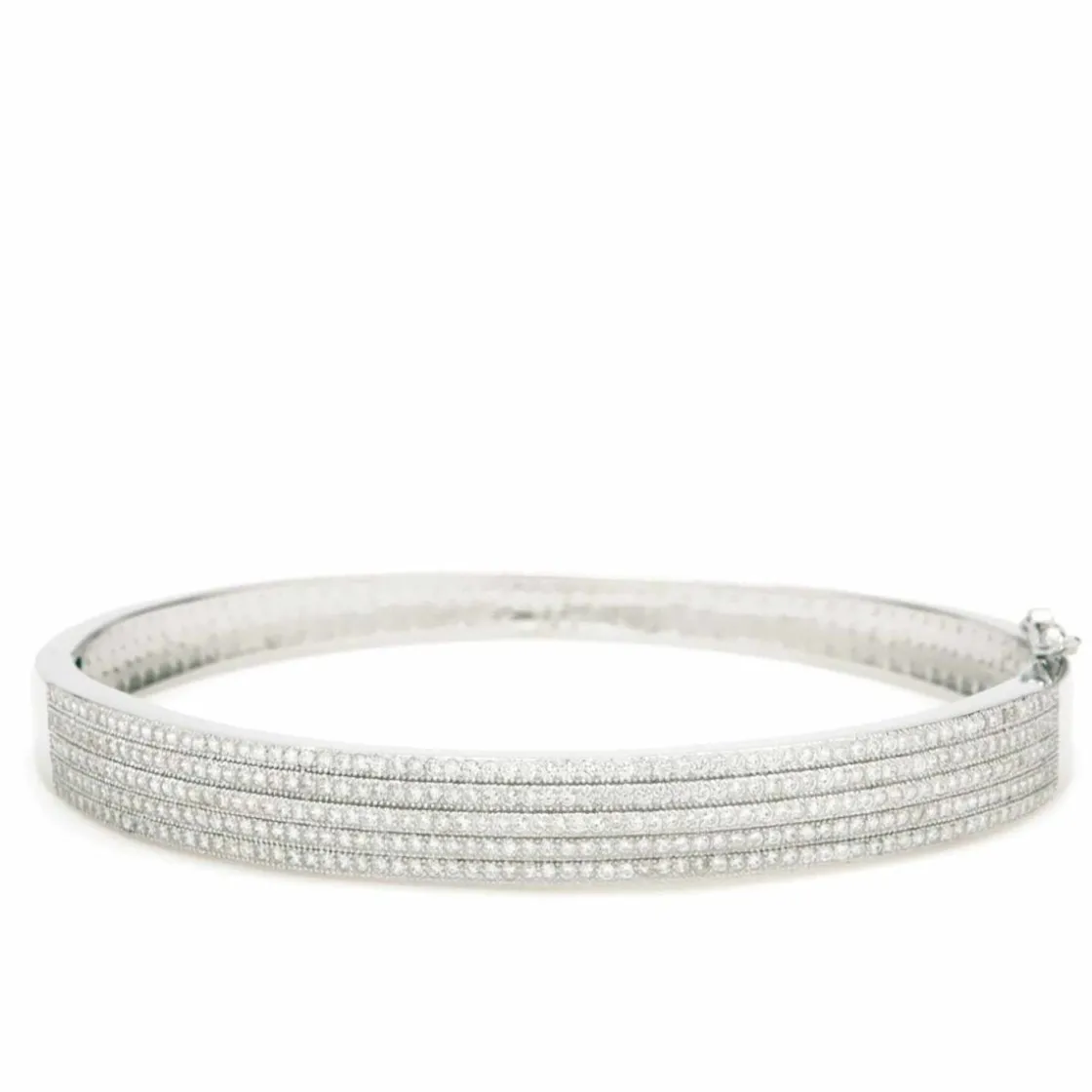 Pulseras Esclavas | LINEARGENT Pulsera esclava gruesa de plata con cinco líneas de circonitas