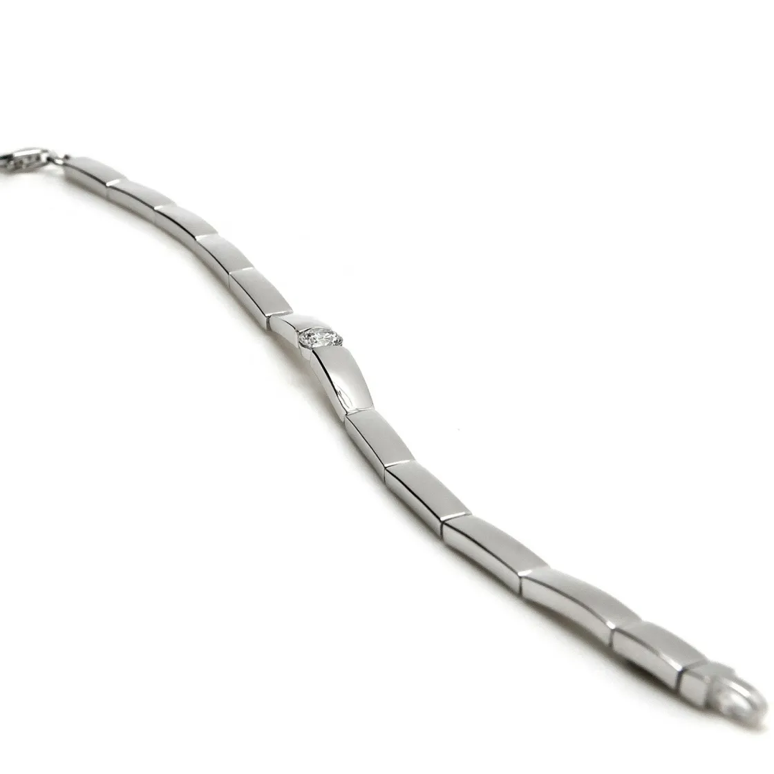 Pulseras Brillantes | LINEARGENT Pulsera eslabones de diseño rígido con circonita