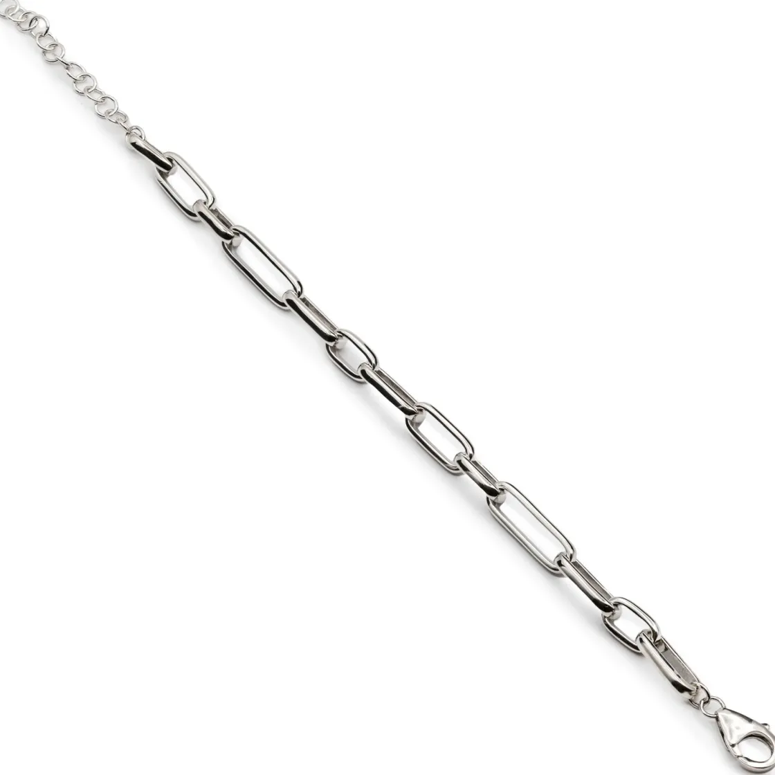 Pulsera Eslabones Plata | LINEARGENT Pulsera eslabones de plata con diseño rectangular