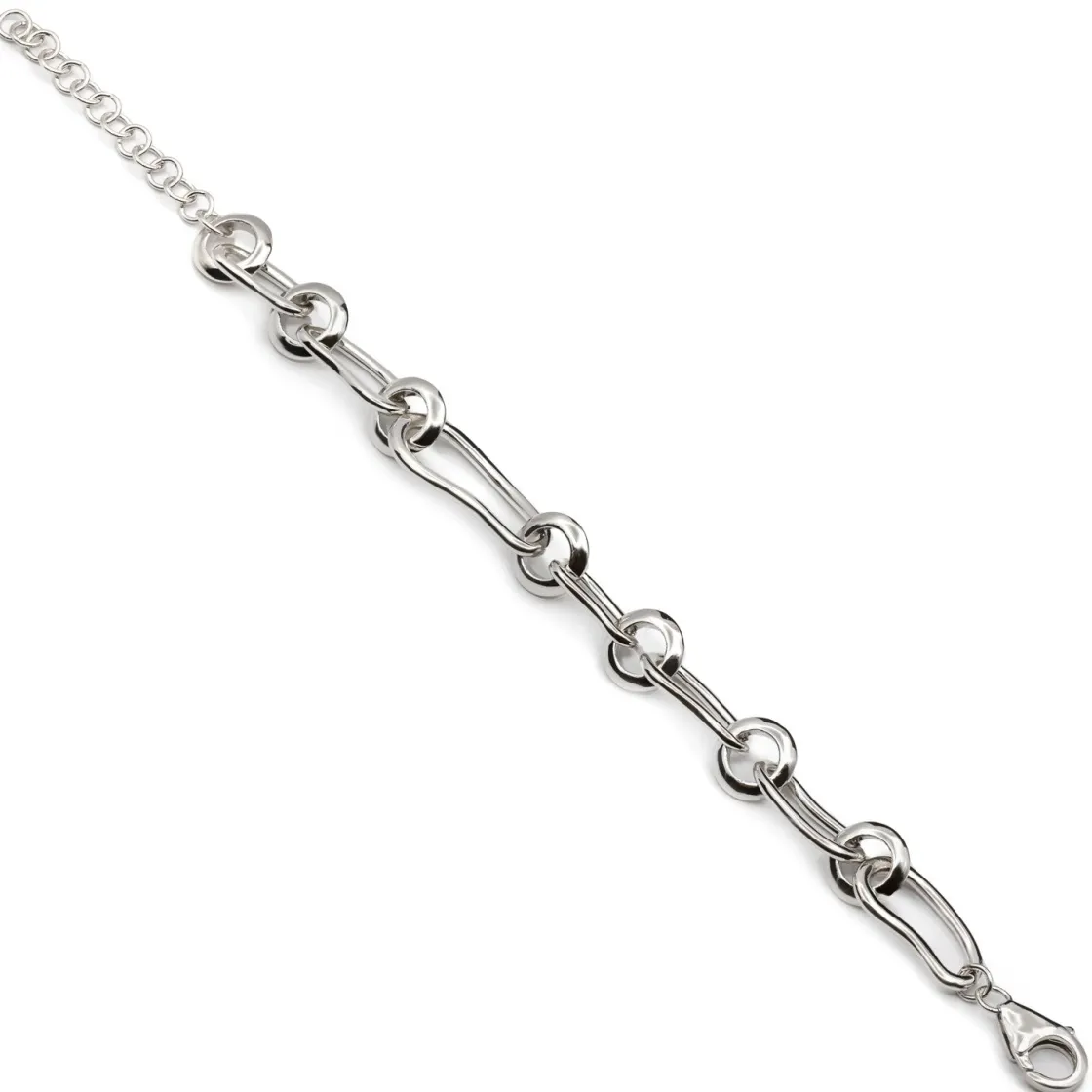 Pulsera Eslabones Plata | LINEARGENT Pulsera eslabones de plata diseño líquido y moderno