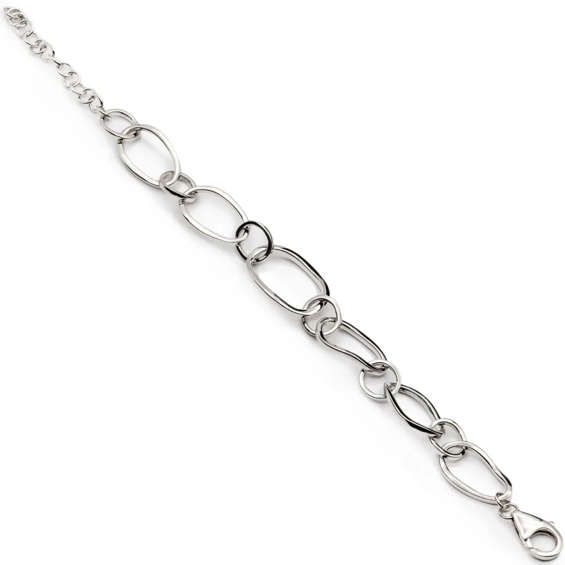 Pulsera Eslabones Plata | LINEARGENT Pulsera eslabones de plata diseño ovalado irregular