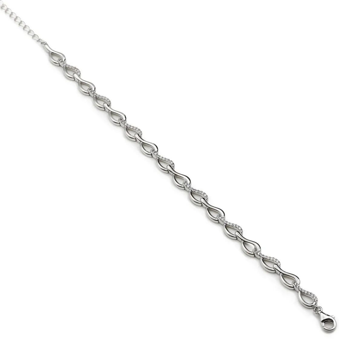 Pulsera Eslabones Plata | LINEARGENT Pulsera eslabones en forma irregular con circonitas
