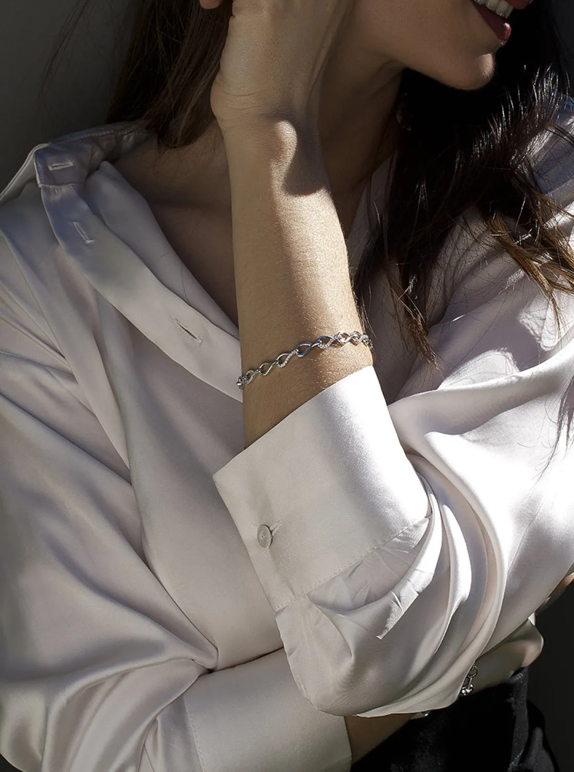 Pulsera Eslabones Plata | LINEARGENT Pulsera eslabones en forma irregular con circonitas