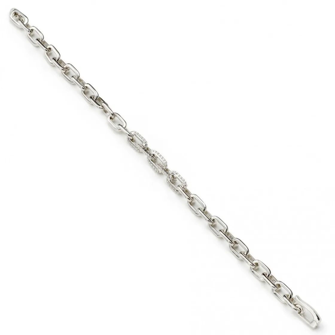 Pulsera Eslabones Plata | LINEARGENT Pulsera eslabones plata con diseño de cadena y detalle de circonitas