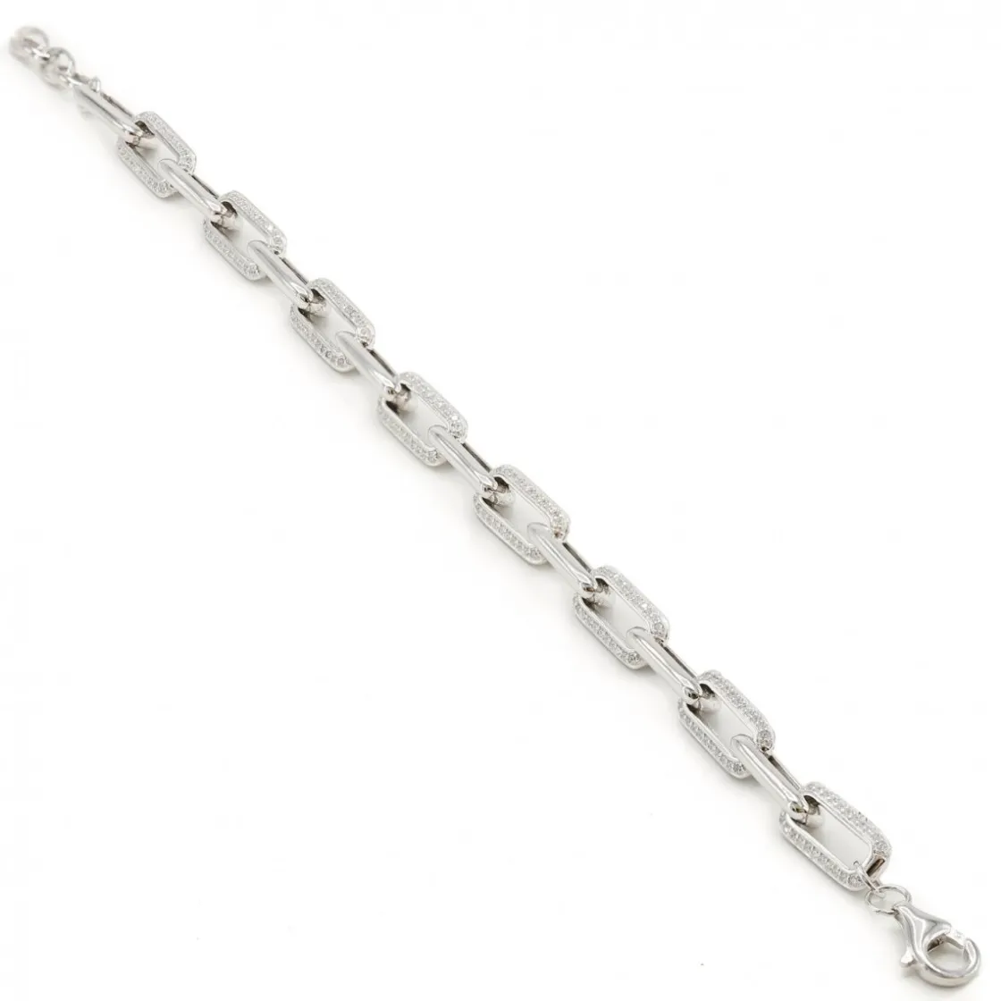 Pulsera Eslabones Plata | Pulseras Brillantes | LINEARGENT Pulsera eslabones plata con diseño rectangular con circonita