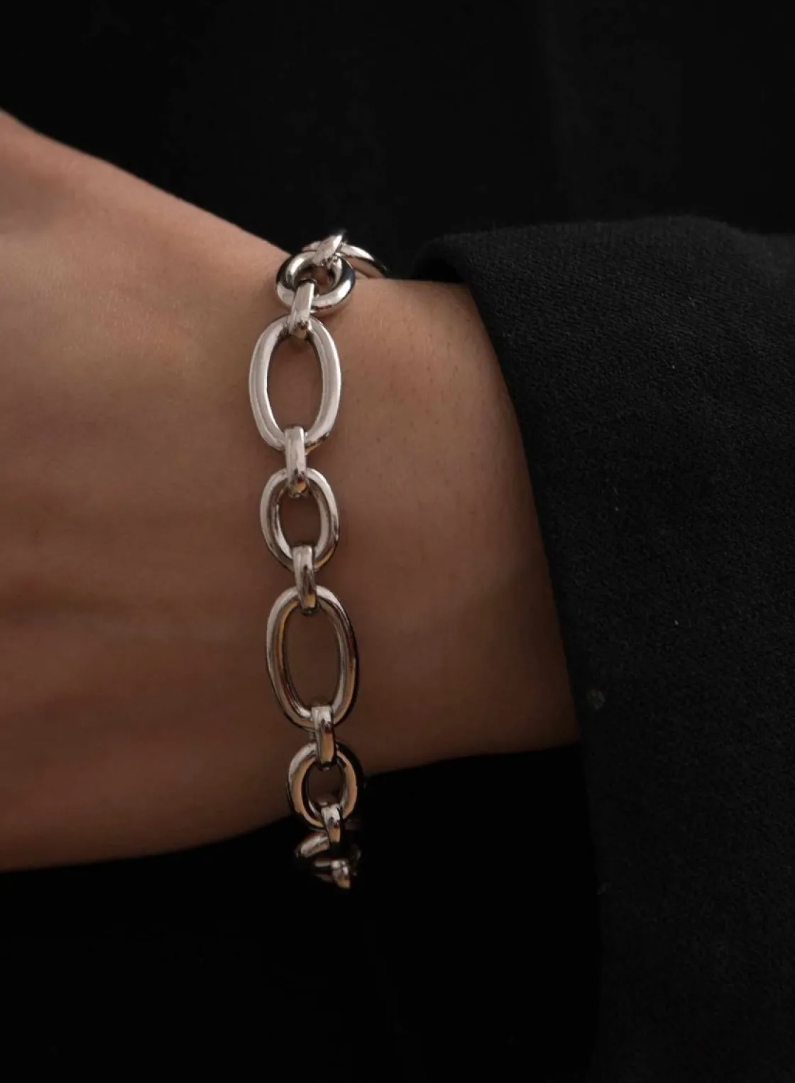 Pulsera Eslabones Plata | LINEARGENT Pulsera eslabones plata círculos tubulares y anchos