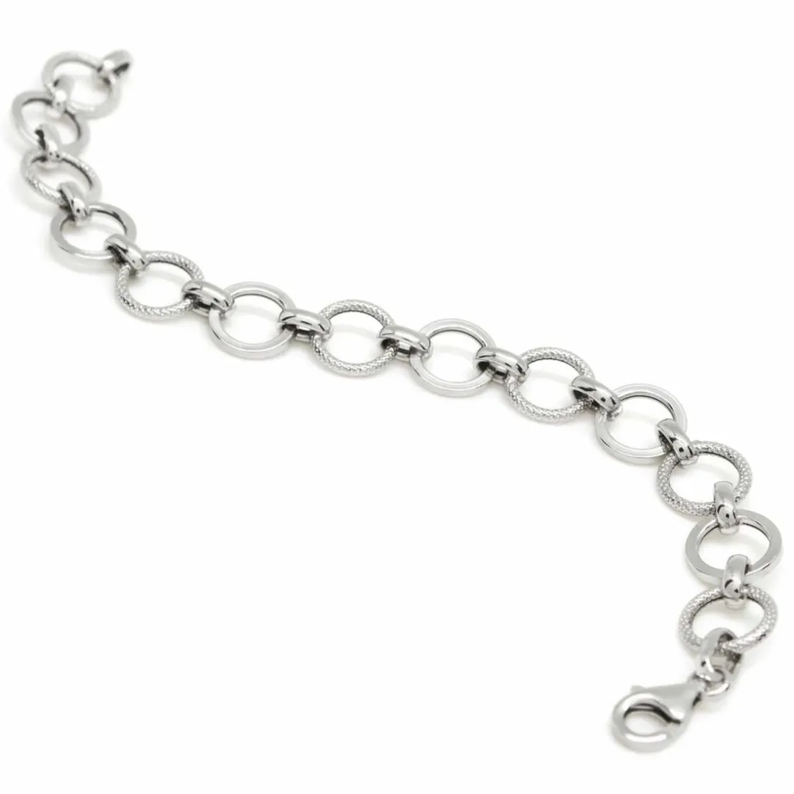 Pulsera Eslabones Plata | LINEARGENT Pulsera eslabones plata diseño circular circonitas
