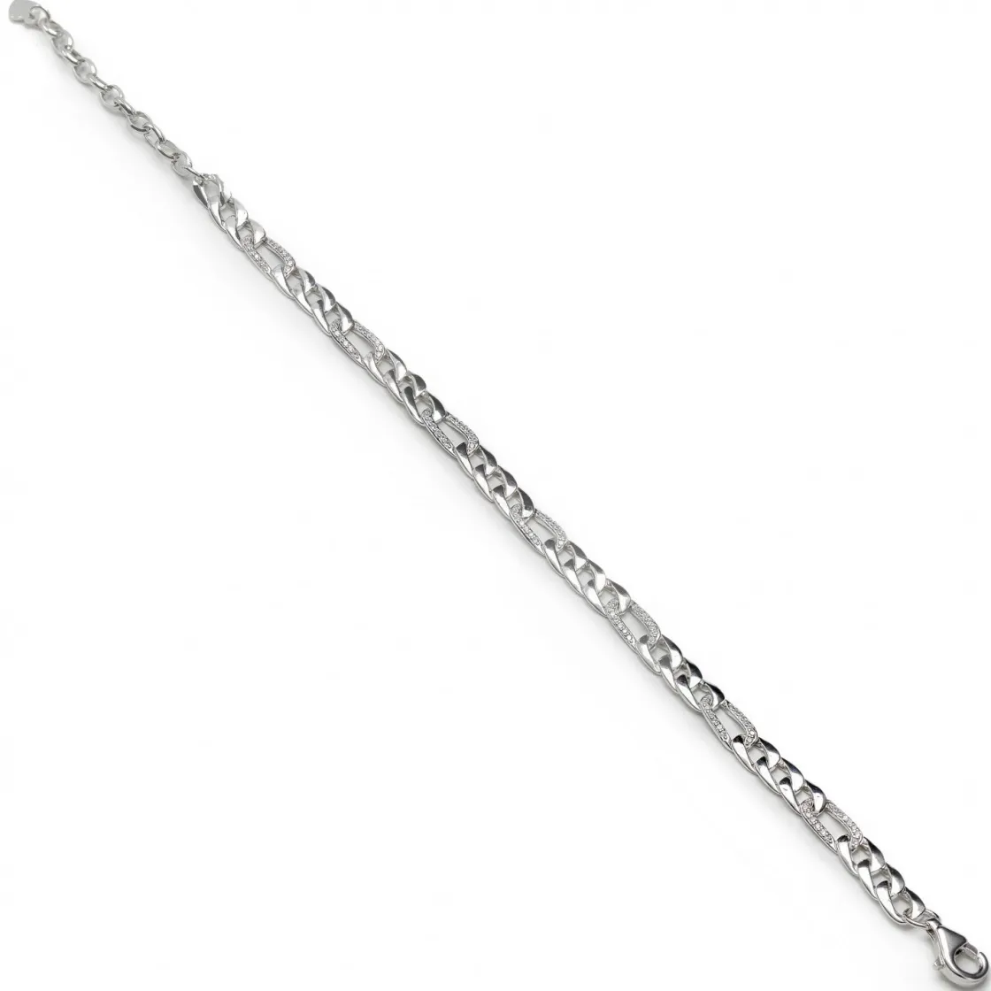 Pulsera Eslabones Plata | Pulseras Brillantes | LINEARGENT Pulsera eslabones plata diseño de cadena brillante