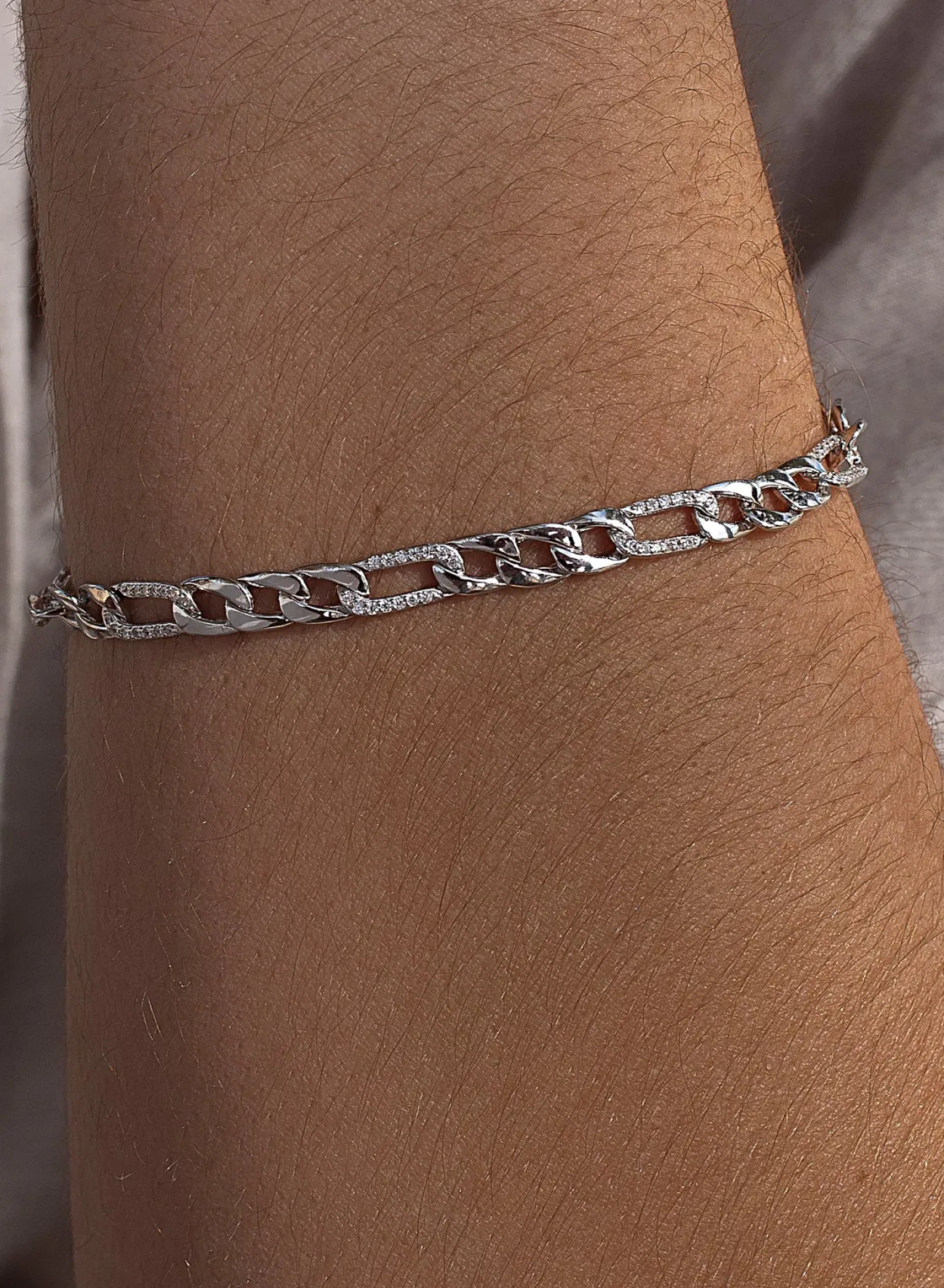 Pulsera Eslabones Plata | Pulseras Brillantes | LINEARGENT Pulsera eslabones plata diseño de cadena brillante