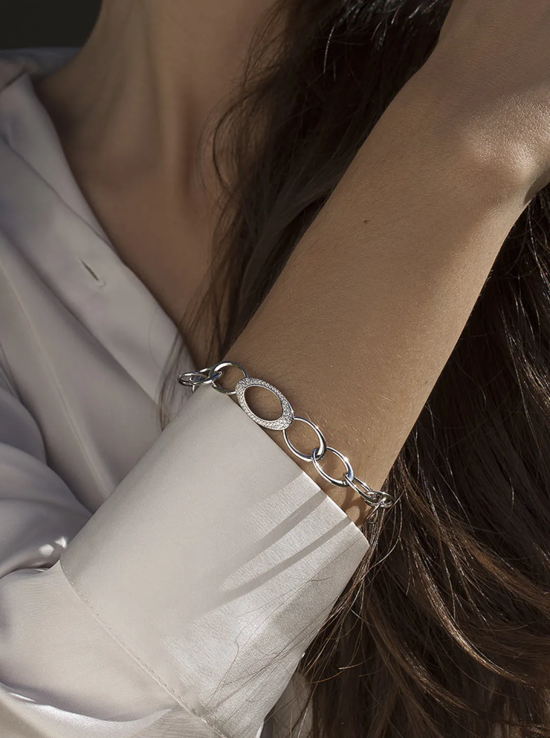 Pulsera Eslabones Plata | LINEARGENT Pulsera eslabones plata diseño ovalado