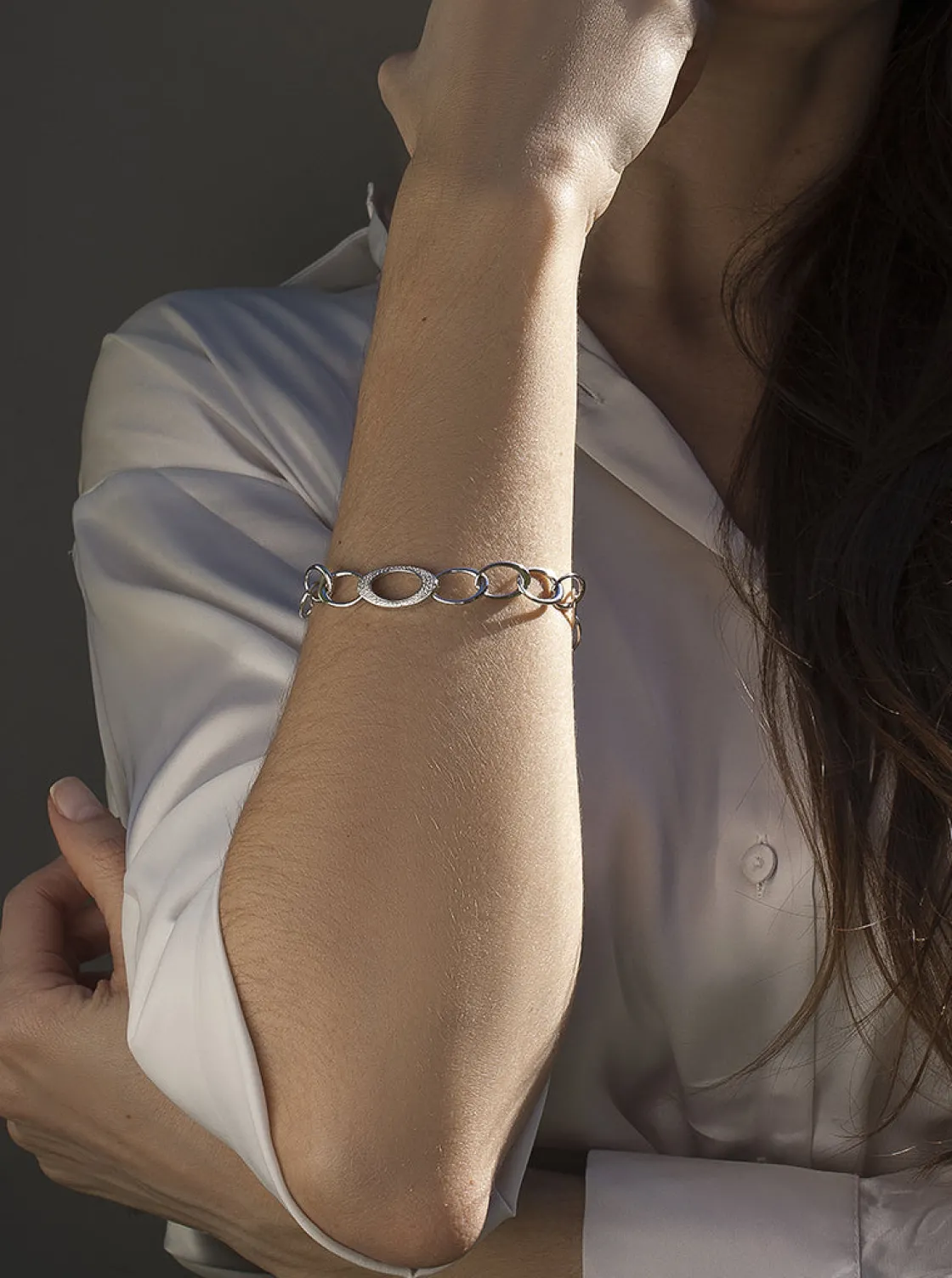 Pulsera Eslabones Plata | LINEARGENT Pulsera eslabones plata diseño ovalado