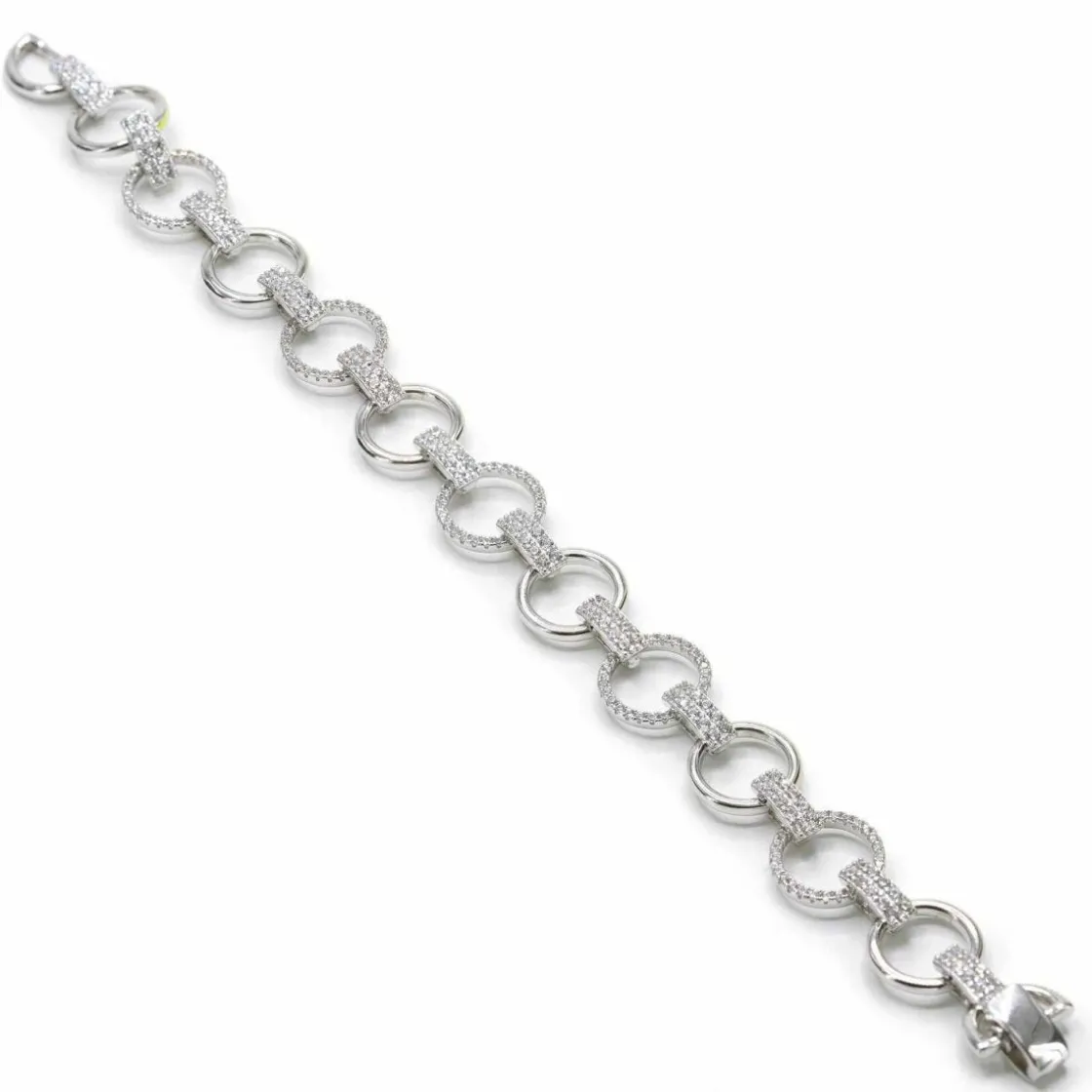 Pulsera Eslabones Plata | LINEARGENT Pulsera eslabones plata diseño redondo con circonitas