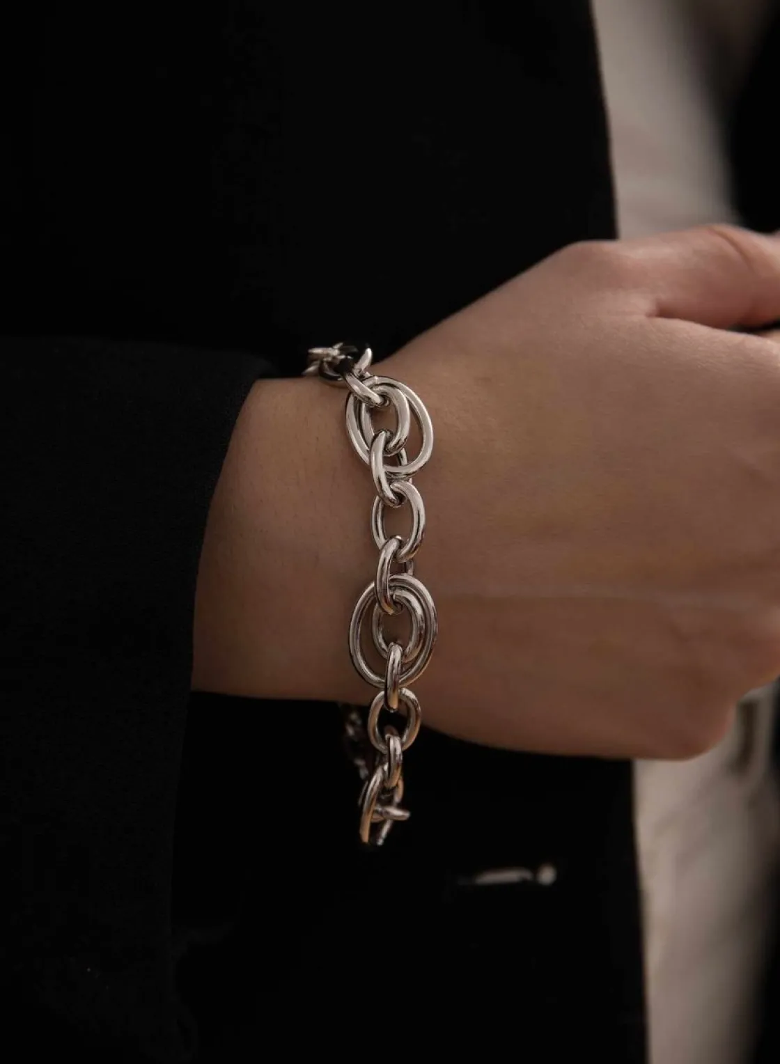 Pulsera Eslabones Plata | LINEARGENT Pulsera eslabones plata diseño tubular y ancho