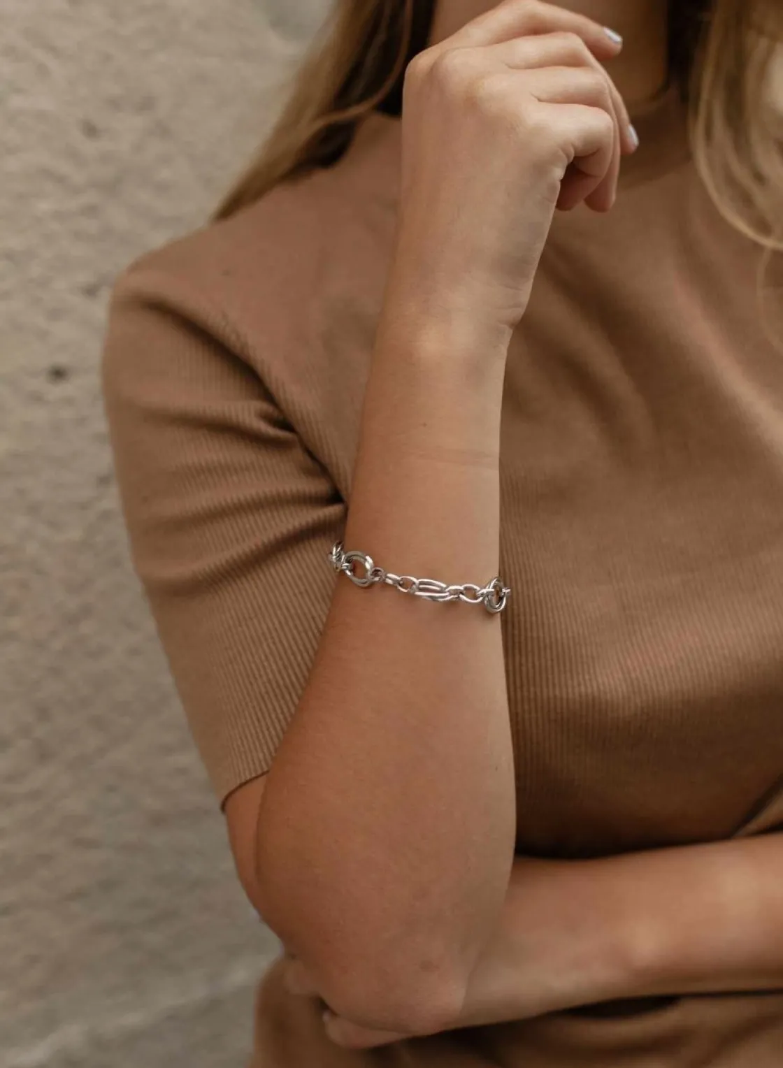Pulsera Eslabones Plata | LINEARGENT Pulsera eslabones plata diseño tubular y ancho