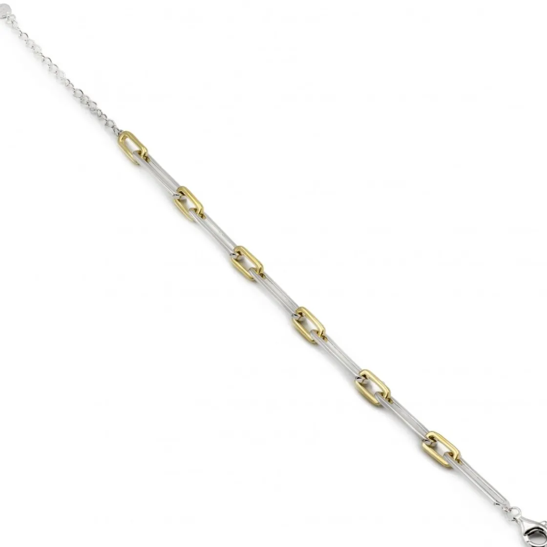 Pulsera Eslabones Plata | LINEARGENT Pulsera eslabones plata formada por eslabones pequeños y grandes diseño bicolor