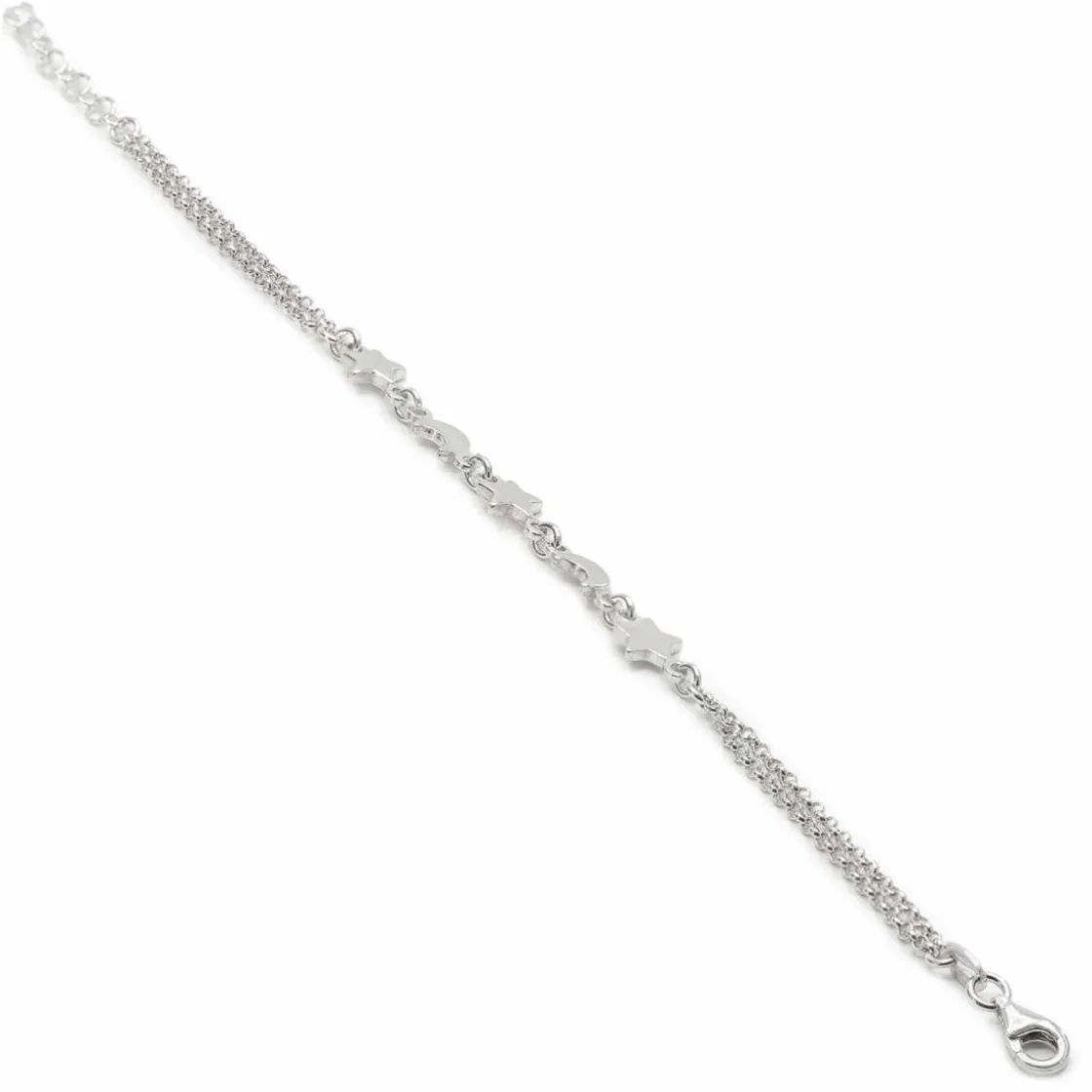 Pulseras Finas | LINEARGENT Pulsera infantil de plata diseño estrella y lunas