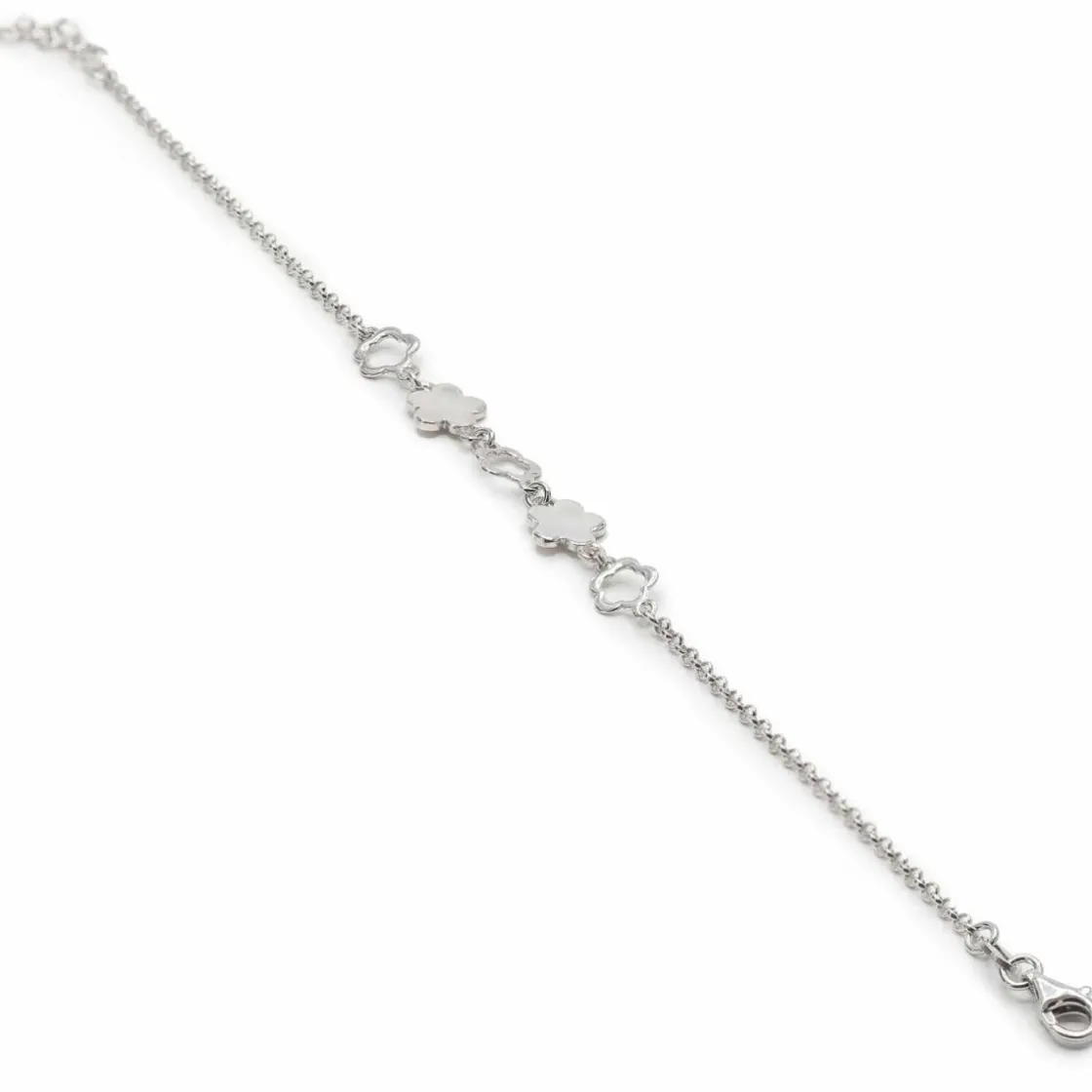 Pulseras Finas | LINEARGENT Pulsera infantil de plata motivo flor