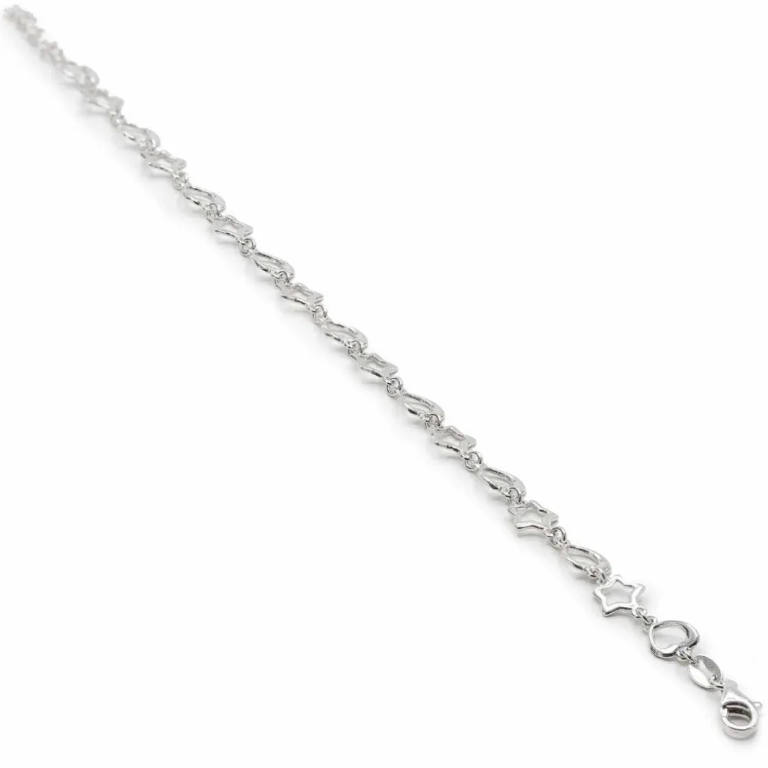 Pulseras Finas | LINEARGENT Pulsera infantil de plata motivo flor y corazón